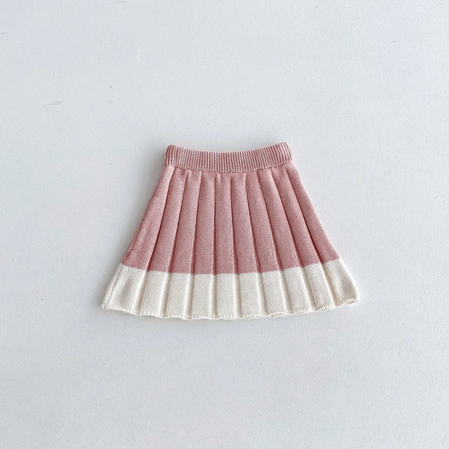 長袖セットアップ pink skirts / 12M  80CM キッズトップス/スカート ニットフリル襟セーター/ニットプリーツスカート 2カラー