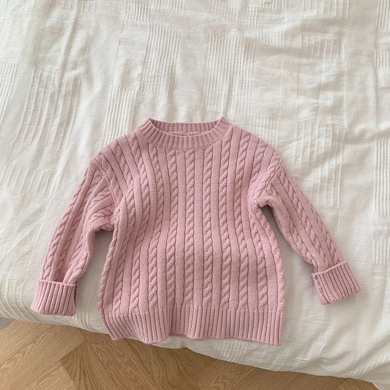 ニット・セーター pink sweater / 73cm ベビー キッズ ニット ケーブル編み セーター パンツ 3カラー ユニセックス