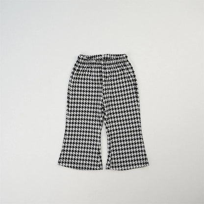 ロングパンツ・スウェットパンツ Plaid / 12M  80CM キッズパンツ プリント柄ワイドフレアパンツ 千鳥格子/レオパード/ハート/水玉ドット【mh0007010】