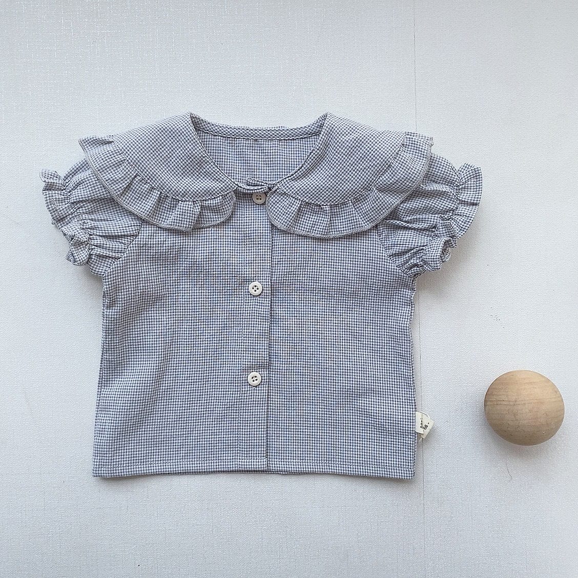 半袖シャツ・ブラウス Plaid / 66cm ベビー フリルカラー チェック 半袖 ブラウス ガールズ【mh0002440】