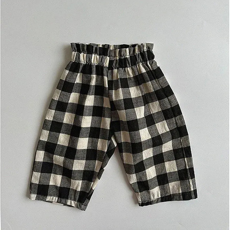 ロングパンツ・スウェットパンツ Plaid / 73cm ベビーパンツ ルーズロングパンツ クロップドパンツ 無地/チェック 3カラー【mh0006097】
