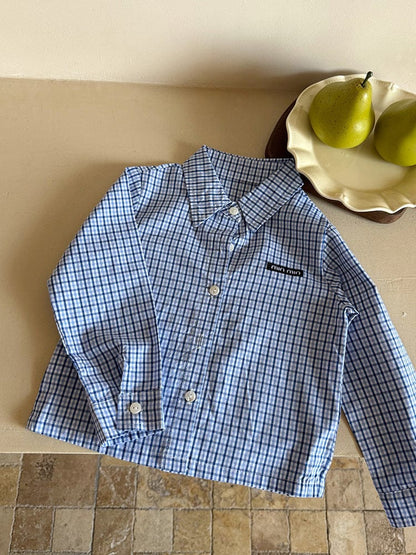 長袖セットアップ plaid shirt / 90cm チェック長袖シャツ/裾フリルチューブトップ/ニットミニスカート【mh0010594】