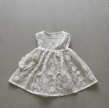 ノースリーブワンピース pockets lace dress / 66cm ベビー レース 刺繍 オーバー エプロン ドレス ワンピース ガールズ【mh0002434】