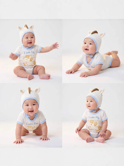 半袖ロンパース Pony Shape Summer Baby Jumpsuit ポニーデザイン 半袖 ロンパース【mh0012234】