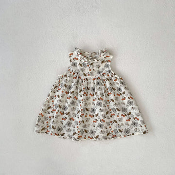 ノースリーブワンピース print / 73cm 6-9m キッズワンピース ノースリーブサマードレス ボタニカルフラワープリント