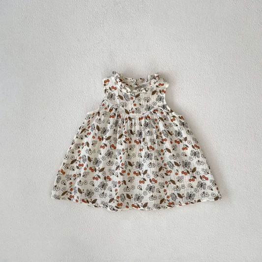 ノースリーブワンピース print / 73cm 6-9m キッズワンピース ノースリーブサマードレス ボタニカルフラワープリント