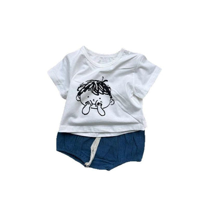 半袖セットアップ print short sleeve T-shirt + shorts suit【mh0009532】