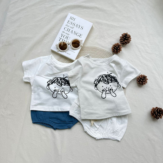 半袖セットアップ print short sleeve T-shirt + shorts suit【mh0009532】