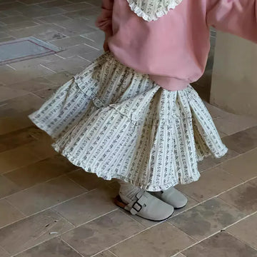 スカート print skirt / 90cm 1-2y キッズスカート フラワー花柄プリント/無地フリルスカート【mh0007366】
