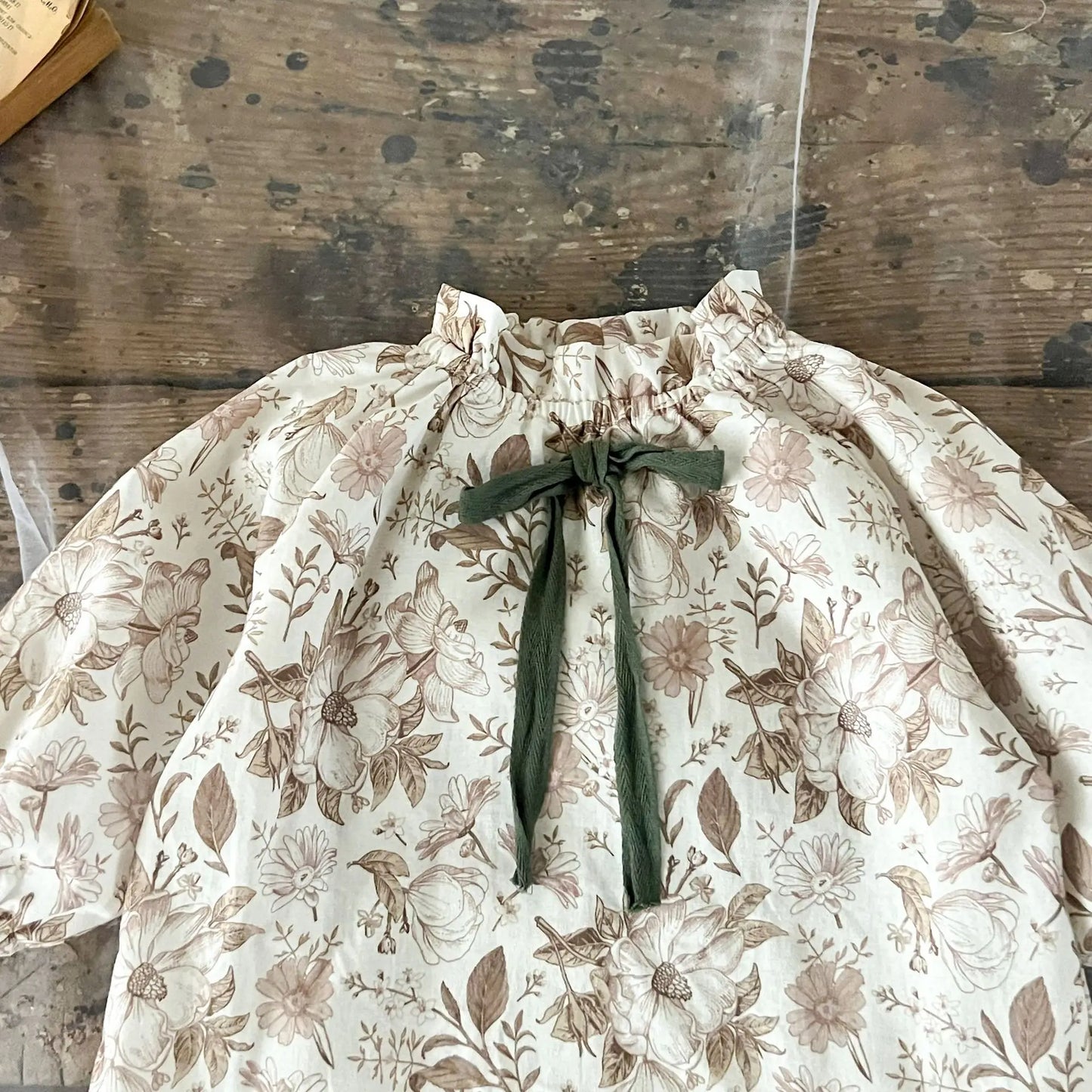 長袖セットアップ print top / 66cm 0-6m ベビートップス/パンツ スタンドフリルカラーリボン長袖チュニックブラウス/コーデュロイサスペンダーバルーンサロペットパンツ【mh0007463】