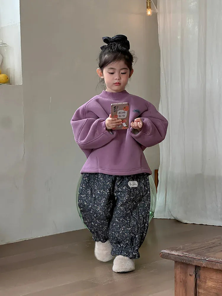 トレーナー・フーディ Purple / 24M  90CM キッズトップス バックプリントハイネックフリース長袖スウェットプルオーバー【mh0007993】