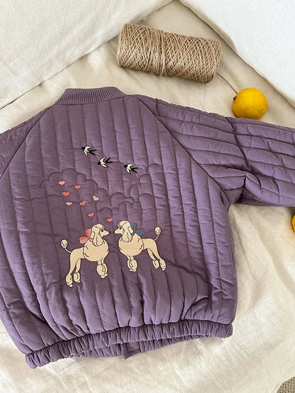 ショートコート・ジャケット・ジャンパー Purple / 24M  90CM キッズアウター バック刺繍キルティングパデッドブルゾンジャケット【mh0008226】