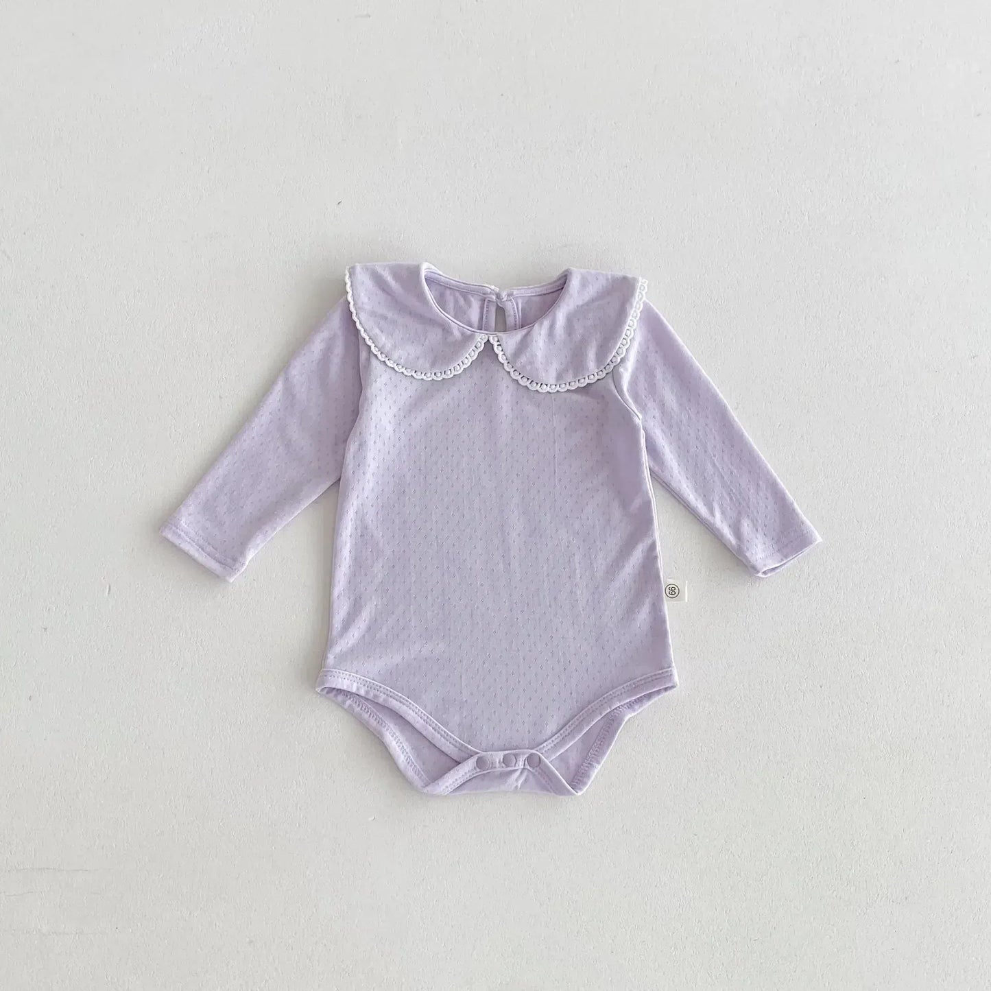 長袖ロンパース Purple / 66cm 0-6m ベビーロンパース レース縁取り丸襟長袖シンプルボディスーツ 2カラー【mh0007167】