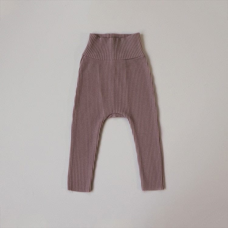 レギンスパンツ purple / 66cm ベビー リブ ハイウェスト レギンス パンツ ユニセックス 2649A