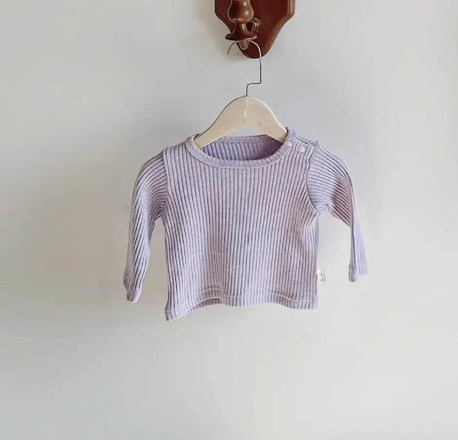 サロペットパンツ・サスペンダーパンツ purple / 6M  66cm ベビーサロペット コーデュロイサスペンダーパンツ 長袖リブTシャツ