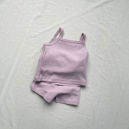 ノースリーブセットアップ Purple / 73cm キャミソール+ショートパンツセットアップ 2点セット【mh0009433】