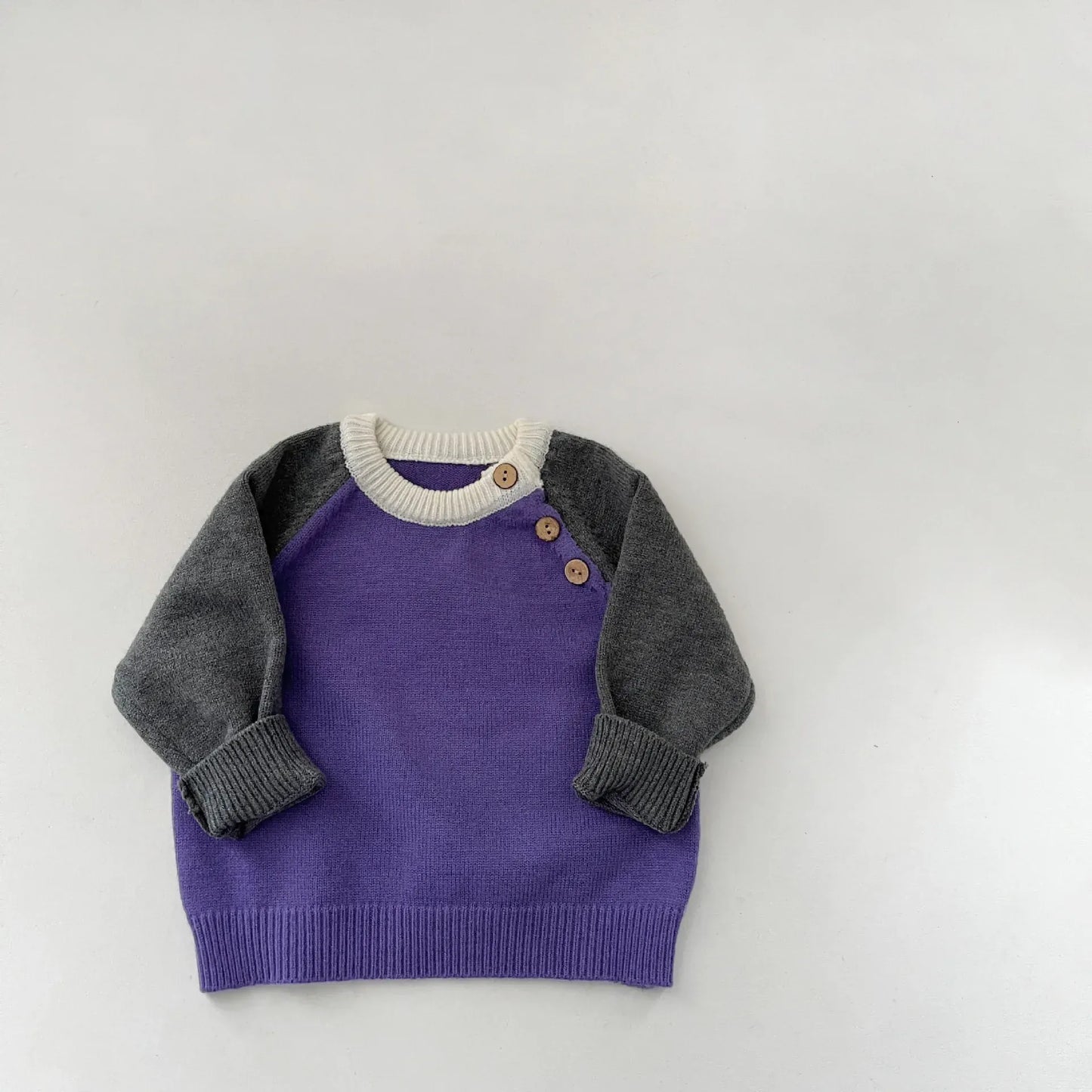 ニット・セーター Purple / 9M  73CM ベビーキッズトップス カラフルパッチワーク/ボーダーニット長袖セーター【mh0008043】