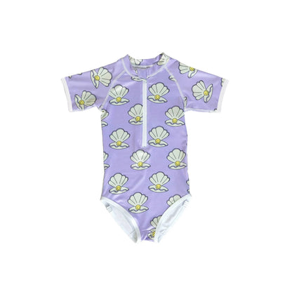 ベビー用水着 purple pearl / 80 ガールズ水着 半袖ワンピーススイムウェア ラッシュガード【mh0009282】