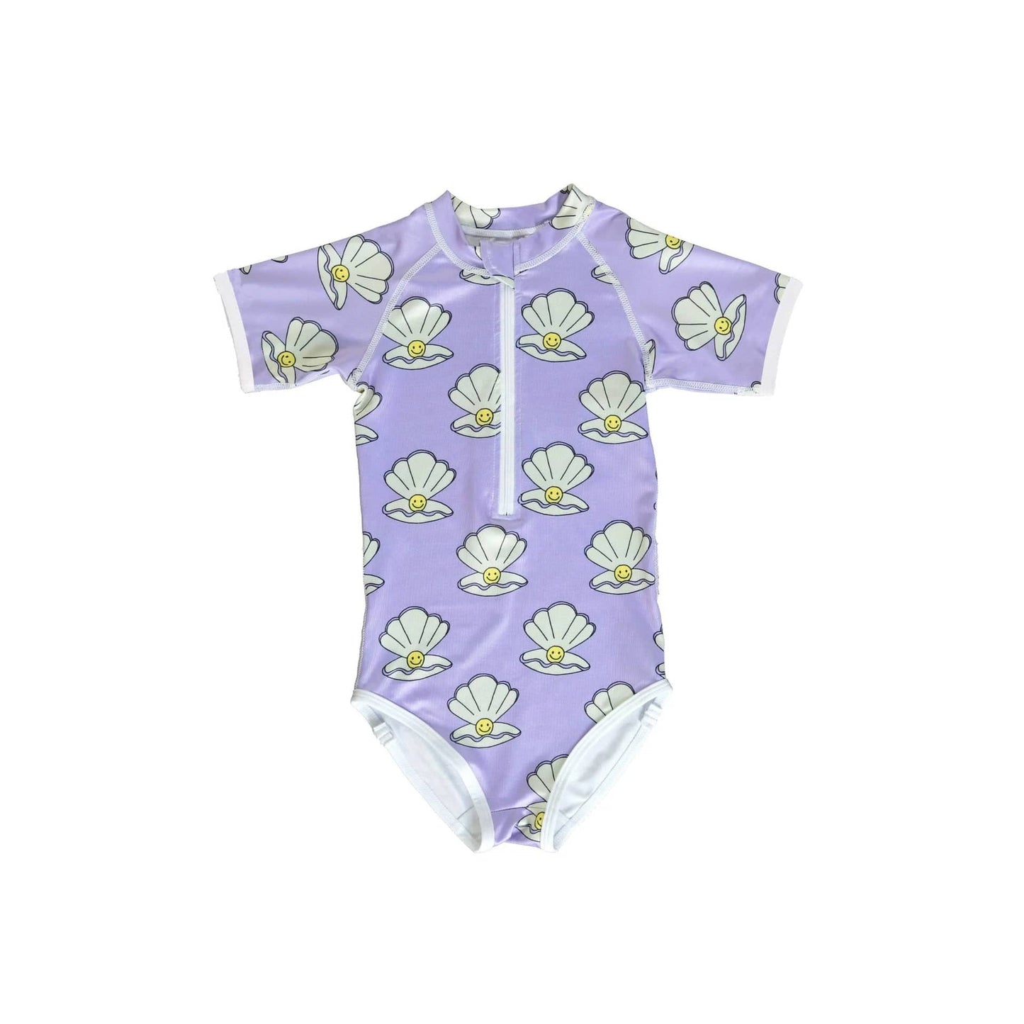 ベビー用水着 Purple Pearl / 80cm キッズ 水着 半袖 つなぎ ラッシュガード ワンピース ガールズ シェル ボーダー アイスクリーム スイムウェア 6スタイル【mh0002228】