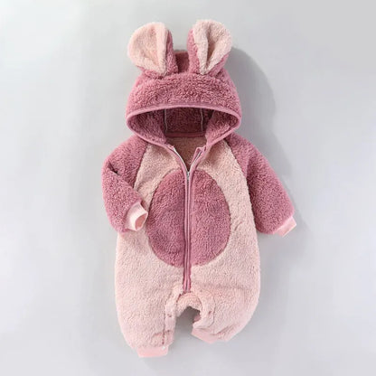 アウタージャンプスーツ rabbit / 6M  66CM ベビージャンプスーツ アニマルコスチューム ボアフリースフーディジッパーアウタージャンプスーツ 4カラー【mh0007745】