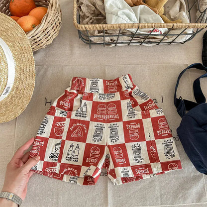 ハーフパンツ・ショートパンツ red / 12M 80cm キッズパンツ ショートパンツ チェック アメリカンダイナープリント 2カラー