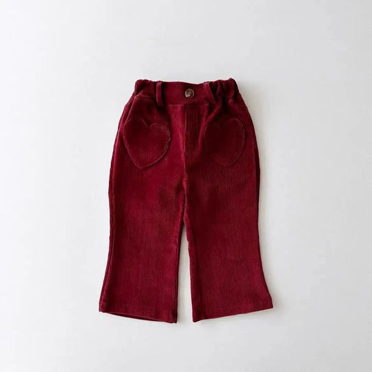 ロングパンツ・スウェットパンツ Red / 12M  80CM キッズパンツ ハートポケットフレアストレッチロングパンツ【mh0008789】