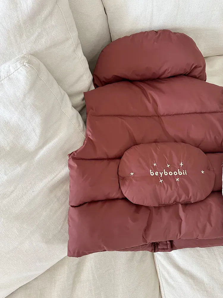 ベスト Red / 24M  90CM キッズベスト バック刺繍襟付きアウターベスト【mh0008228】