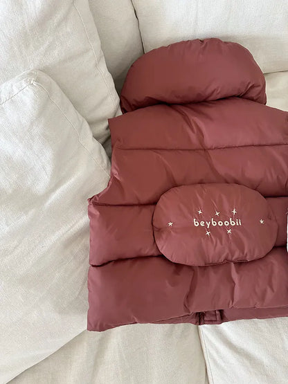 ベスト Red / 24M  90CM キッズベスト バック刺繍襟付きアウターベスト【mh0008228】