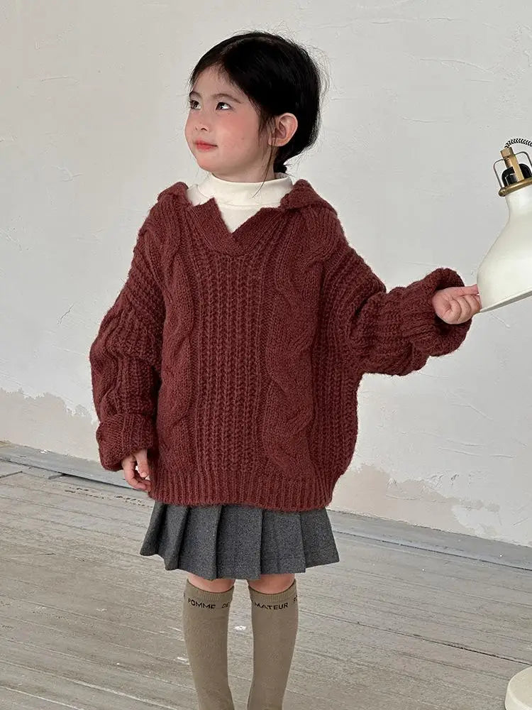 ニット・セーター Red / 24M  90CM キッズトップス アランニットケーブル編みフーディセーター【mh0008231】