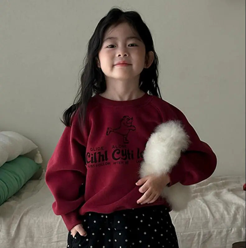 トレーナー・フーディ Red / 24M  90CM キッズトップス レターロゴプリント長袖スウェットトレーナー【mh0008240】