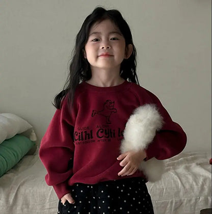 トレーナー・フーディ Red / 24M  90CM キッズトップス レターロゴプリント長袖スウェットトレーナー【mh0008240】