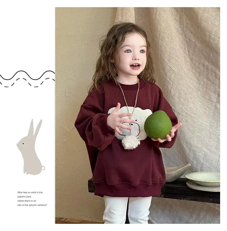 トレーナー・フーディ Red / 24M  90CM キッズトップス ベアくまアニマルエンボス裏フリース長袖スウェットトレーナー【mh0008300】