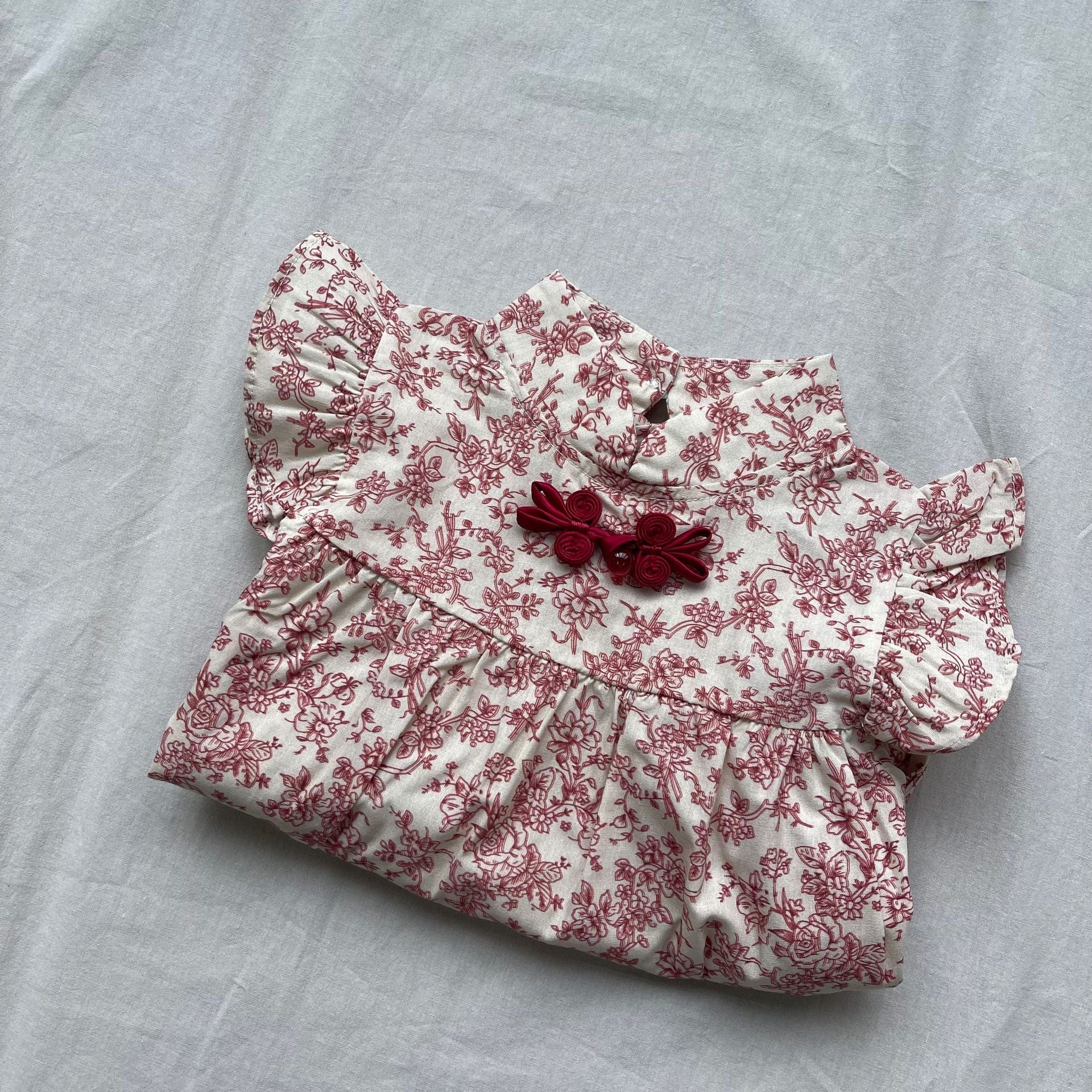 ノースリーブロンパース Red / 66cm ベビーチャイナドレスロンパース キャップスリーブチャイナボディスーツ【mh0009275】