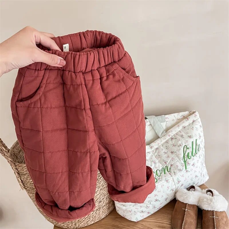 ロングパンツ・スウェットパンツ red / 80cm / 取り寄せ（7〜21日） キッズパンツ キルティング 厚手パンツ アウターパンツ レッド グリーン 2カラー ユニセックス 男の子 女の子 子供服