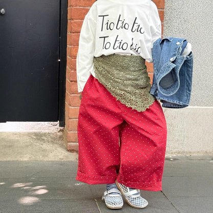 ロングパンツ・スウェットパンツ Red / 90cm ピンドットロングワイドルーズパンツ【mh0010582】