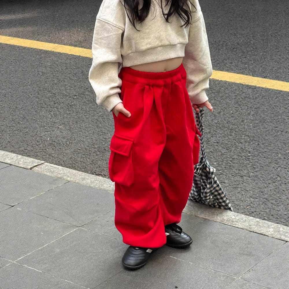 ロングパンツ・スウェットパンツ Red / 90cm ルーズカーゴスウェットパンツ【mh0011031】