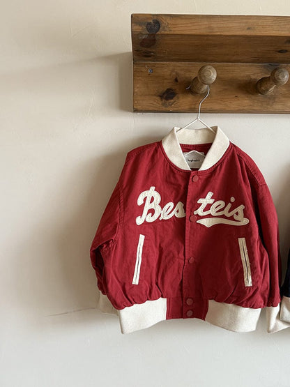 ショートコート・ジャケット・ジャンパー Red / 90cm レターロゴワッペンスタジアムジャンパーブルゾン【mh0011043】