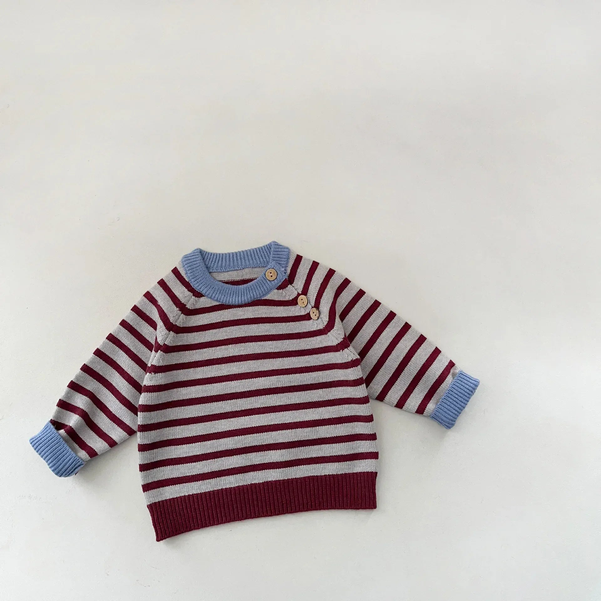 ニット・セーター Red / 9M  73CM ベビーキッズトップス カラフルパッチワーク/ボーダーニット長袖セーター【mh0008043】