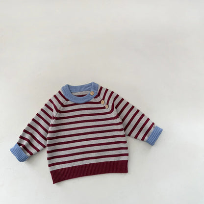 ニット・セーター Red / 9M  73CM ベビーキッズトップス カラフルパッチワーク/ボーダーニット長袖セーター【mh0008043】