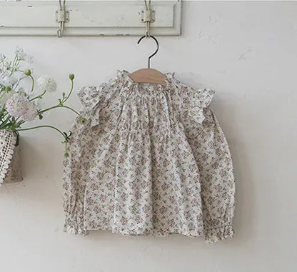 スカート red blouses / 2T (90) キッズトップス/スカート 長袖フリルブラウス フリルスカート フラワー花柄プリント