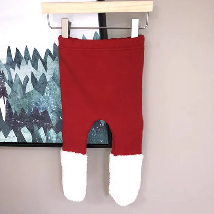 ロンパースセットアップ red pants / 66cm 6M ベビーロンパース/タイツ クリスマスサンタ長袖ボディスーツ+ボンネット帽子/足つきレギンスパンツ【mh0008055】