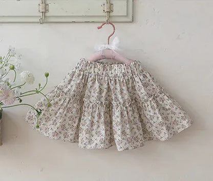 スカート red skirt / 2T (90) キッズトップス/スカート 長袖フリルブラウス フリルスカート フラワー花柄プリント