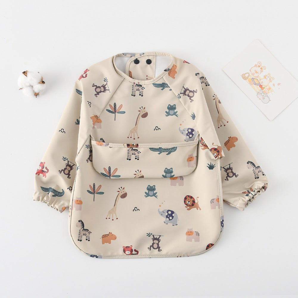 よだれかけ rice animal kingdom / S Long Sleeve PU Waterproof Bib 長袖 PU 防水 お食事エプロン【mh0012236】