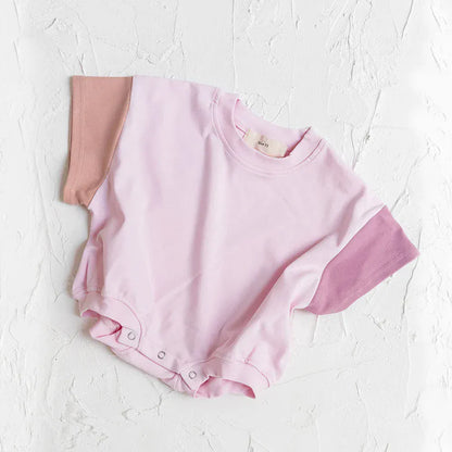 半袖ロンパース Romper C / 59cm ベビーロンパース/キッズセットアップ 2点セット 半袖 パッチワーク リンクコーデ 兄弟姉妹 お揃いコーデ【mh0006135】