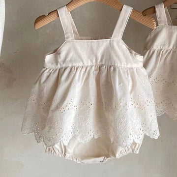 ノースリーブロンパース Rompers / 6M 66cm ベビー レース フリル ロンパース エプロン ドレス【mh0001530】