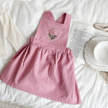 ノースリーブワンピース Rose / 6M  66CM ベビーワンピース/トップス 長袖レース襟Tシャツ ノースリーブ刺繍ジャンパースカート【mh0004631】