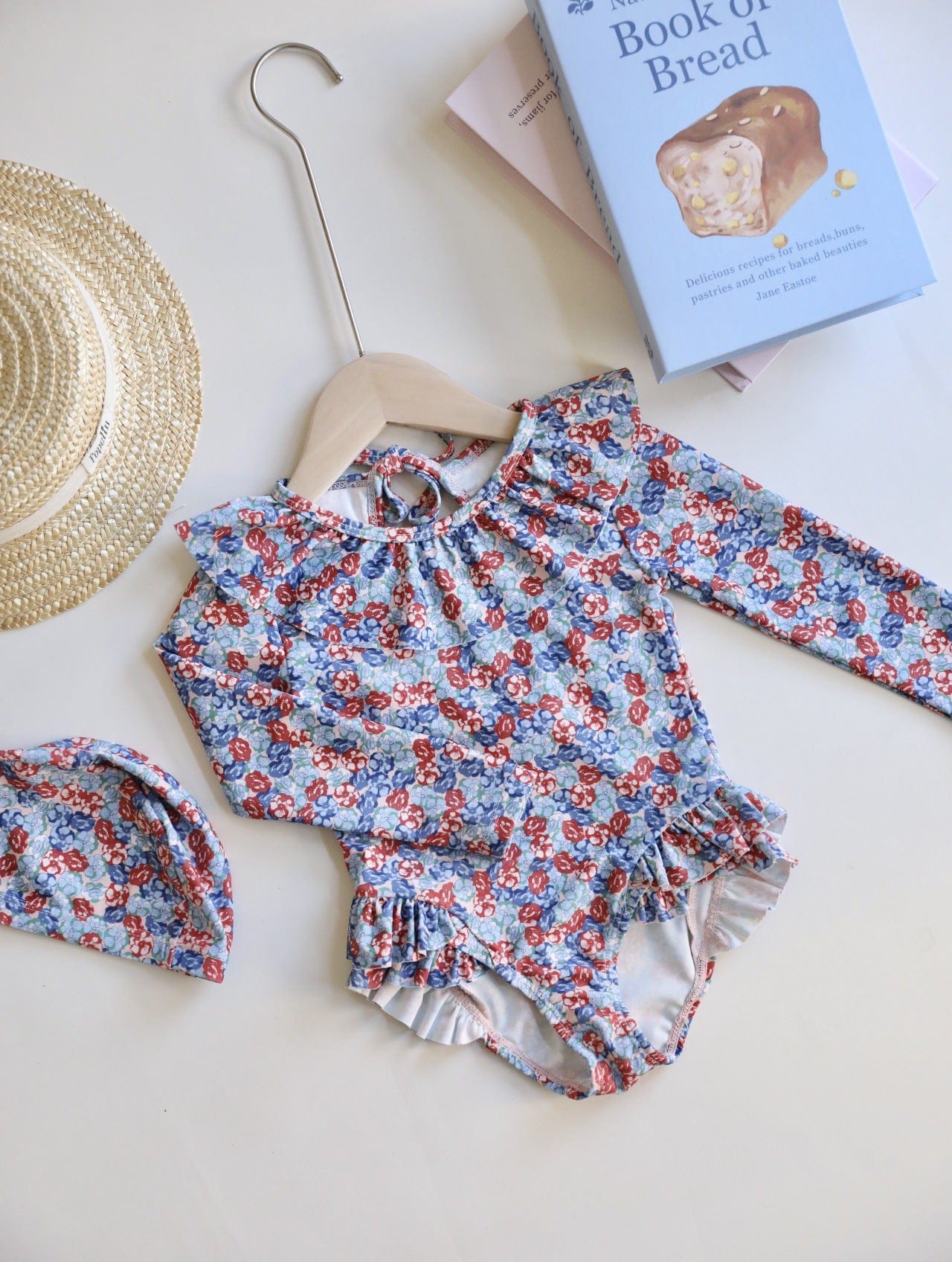 ベビー用水着 Ruffle collar swimsuit roses / 80 ガールズ水着 長袖ワンピーススイムウェア ラッシュガード【mh0009338】