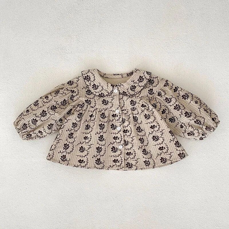 長袖シャツ・ブラウス shirt / 66cm 6M ベビー長袖ブラウス フレアパンツ 単品 フラワー 花柄プリントトップス 無地ニットパンツ ガールズ 女の子 子供服