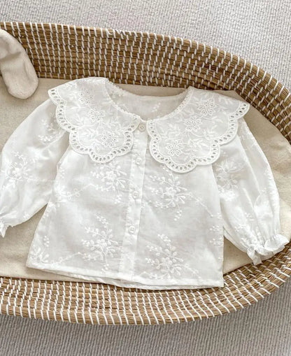 ブルマパンツ shirt / 6M  66cm ベビートップス/サスペンダーブルマ 長袖レース襟ブラウス/サスペンダーフリルスカートブルマ