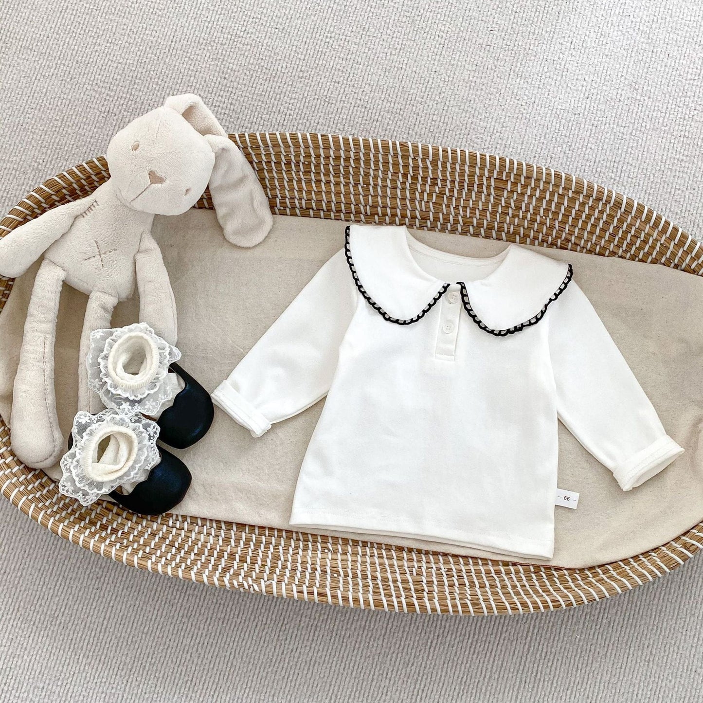 長袖セットアップ shirt / 73cm ベビーキッズトップス/ワンピース 丸襟長袖Tシャツブラウス/水玉ドットノースリーブワンピース【mh0009195】